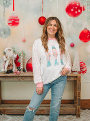 White Long Sleeve Glitter Nutcracker Top