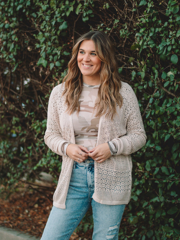 Becky Taupe Long Sleeve Cardigan