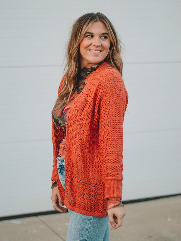 Becky Burnt Orange Long Sleeve Cardigan