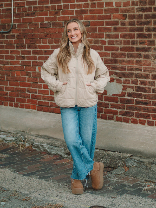 Braelynn Khaki Quilted Jacket