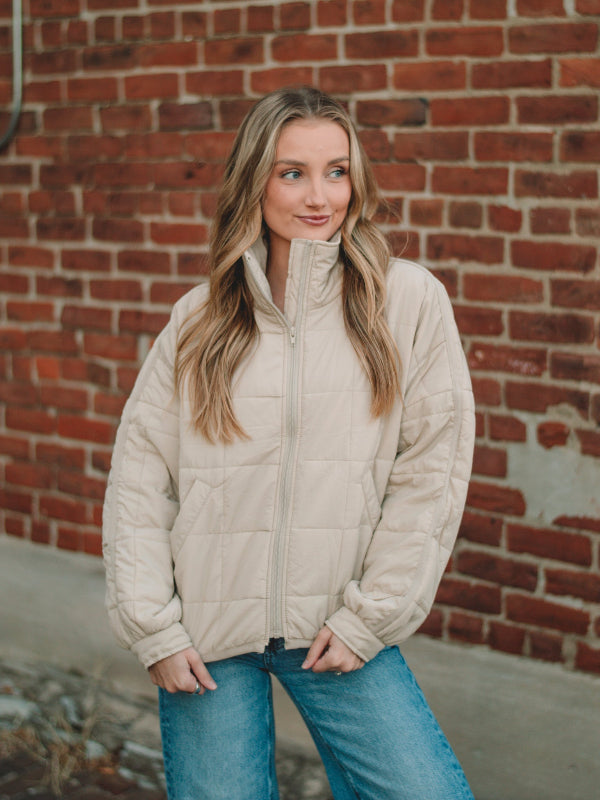 Braelynn Khaki Quilted Jacket
