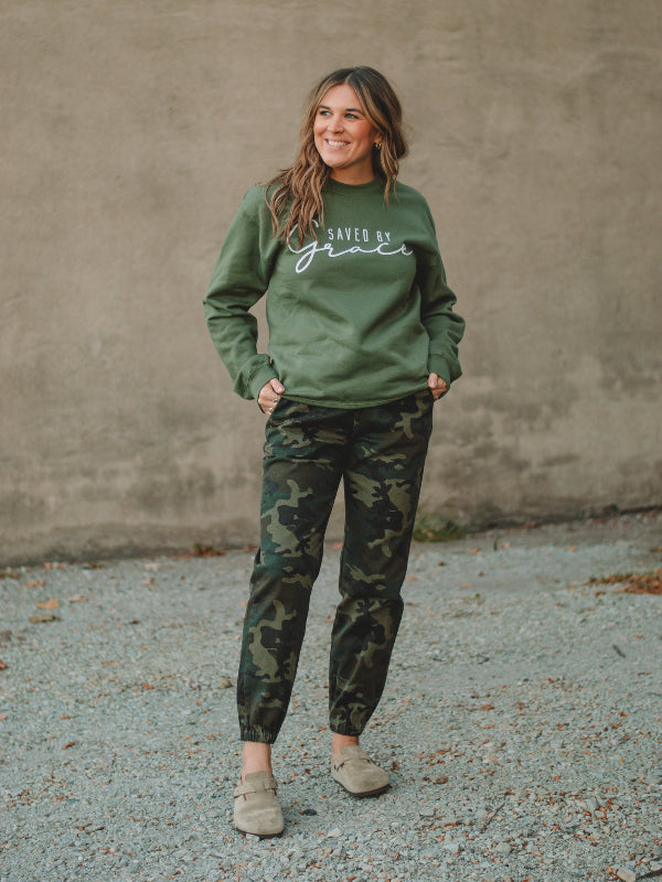 Olive Saved By Grace Sweatshirt