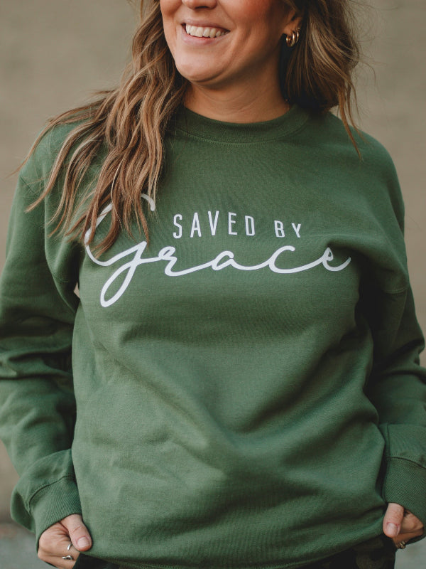 Olive Saved By Grace Sweatshirt