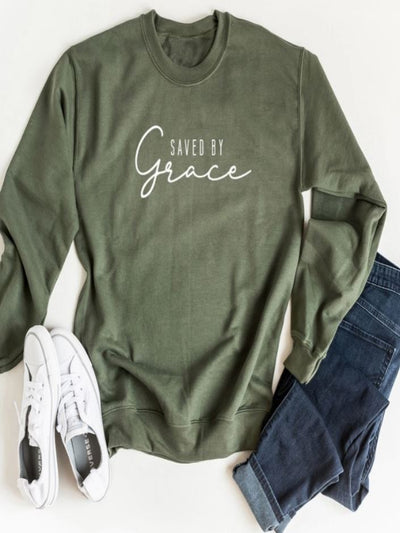 Olive Saved By Grace Sweatshirt
