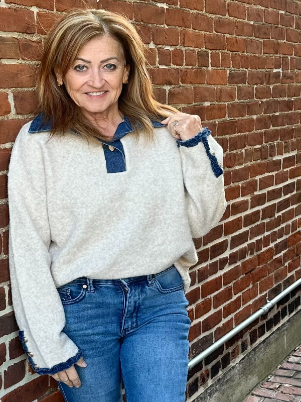 Lucy Beige Long Sleeve Sweater