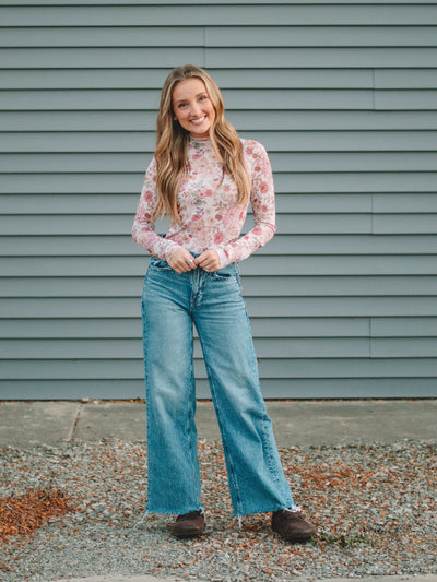 Marissa Rose Floral Print Mesh Top