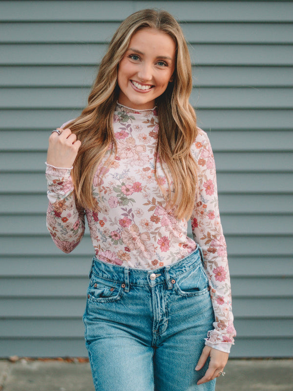 Marissa Rose Floral Print Mesh Top
