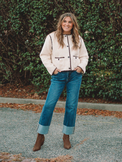 Teagan Ivory/Chocolate Sherpa Jacket