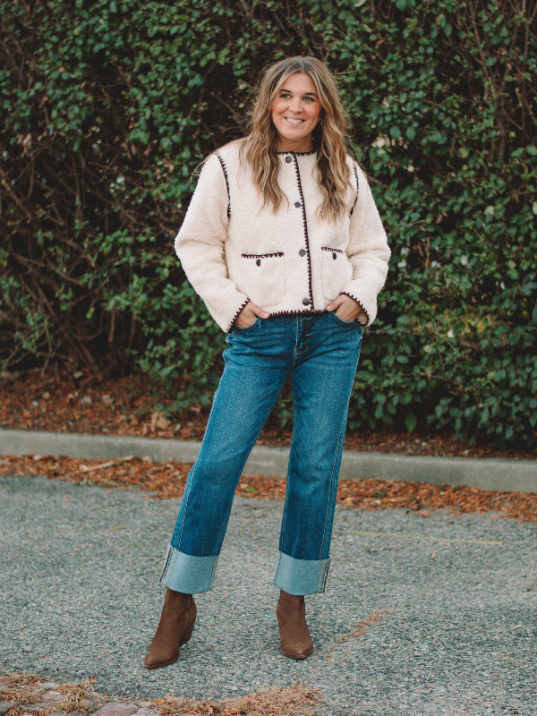 Teagan Ivory/Chocolate Sherpa Jacket