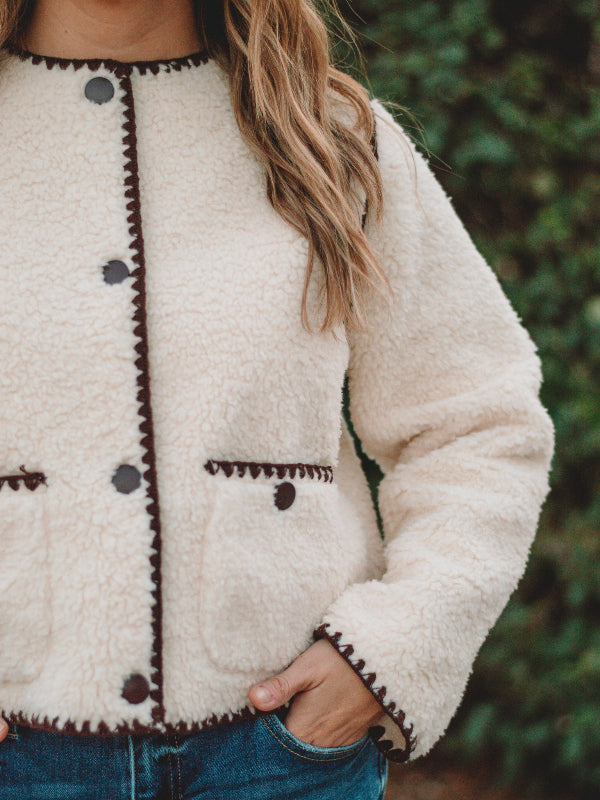 Teagan Ivory/Chocolate Sherpa Jacket