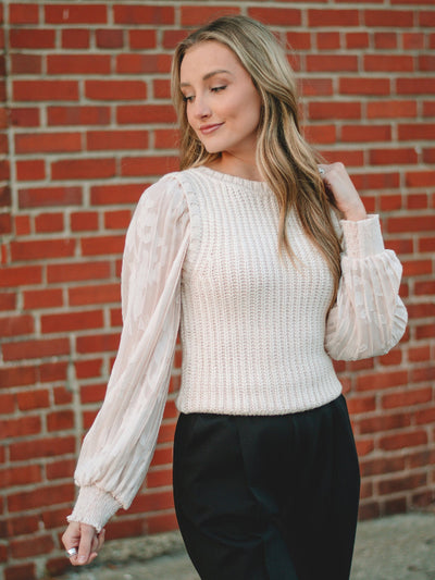 Nina Cream Long Sleeve Knit Top