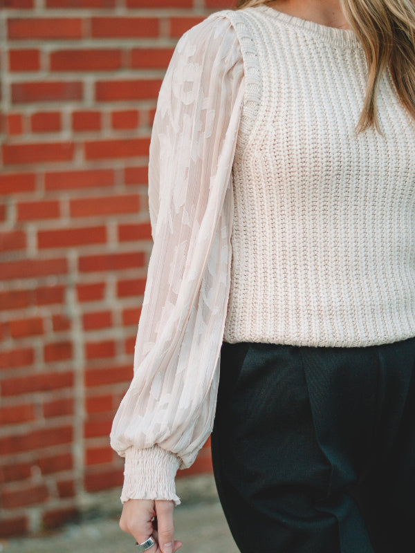 Nina Cream Long Sleeve Knit Top