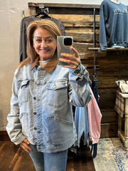 Amanda Lt Wash Denim Jacket With Corduroy Detail