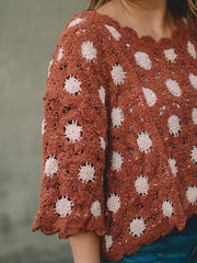 Sadie Brick/Latte Crochet Sweater