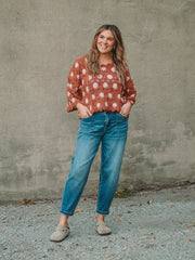 Sadie Brick/Latte Crochet Sweater