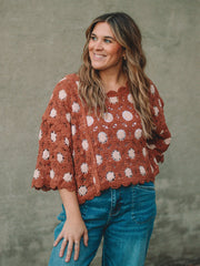 Sadie Brick/Latte Crochet Sweater
