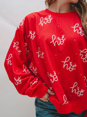 Red HO HO HO Graphic Sweatshirt