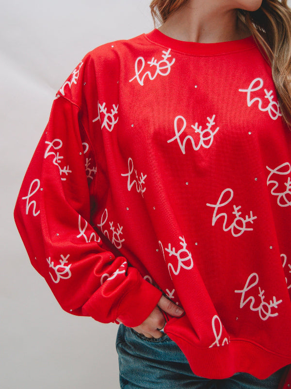 Red HO HO HO Graphic Sweatshirt