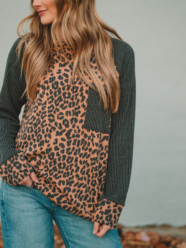 Madeline Grey/Tan Animal Print Long Sleeve Top