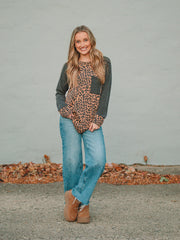 Madeline Grey/Tan Animal Print Long Sleeve Top