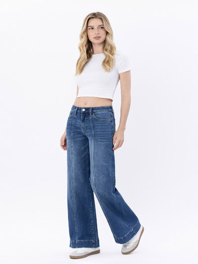 Lovervet High Rise Trouser Hem Wide Leg Jean