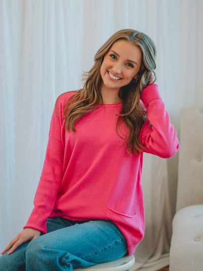 Susan Fuchsia Long Sleeve Sweater