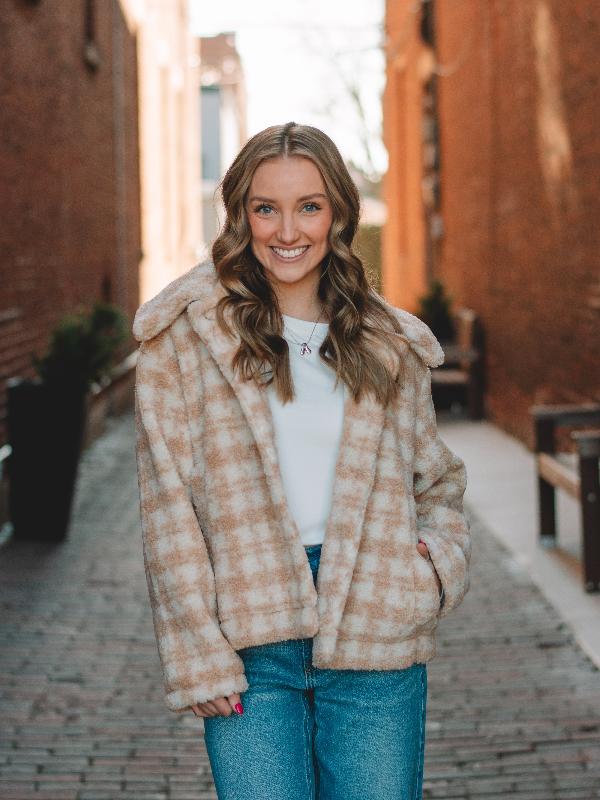 Rachel Beige Houndstooth Jacket