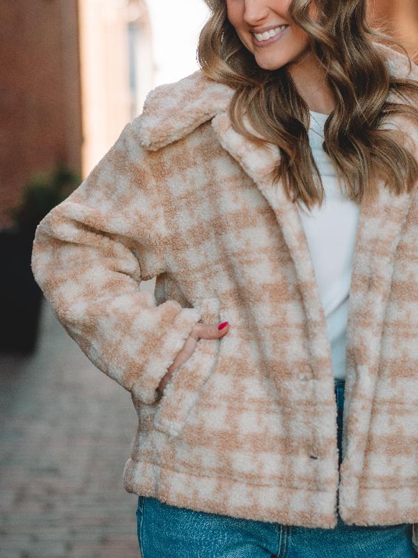 Rachel Beige Houndstooth Jacket