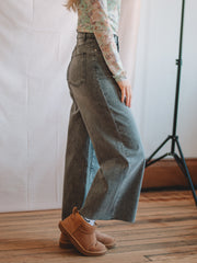 Black Washed Denim Stretch Pants