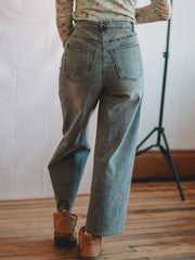 Black Washed Denim Stretch Pants