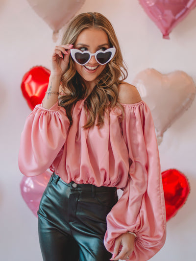 Marcia Pink Long Balloon Sleeve Top