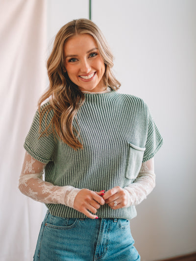 Rose Ash Jade Short Sleeve Sweater