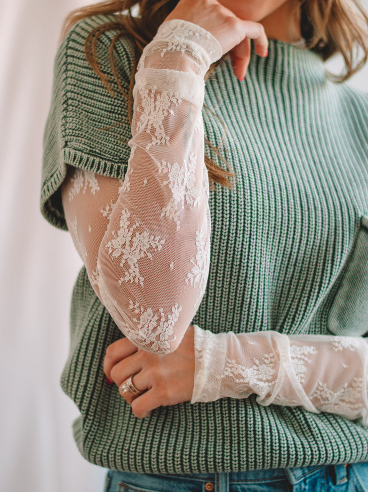 Kate Ivory Long Sleeve Lace Top