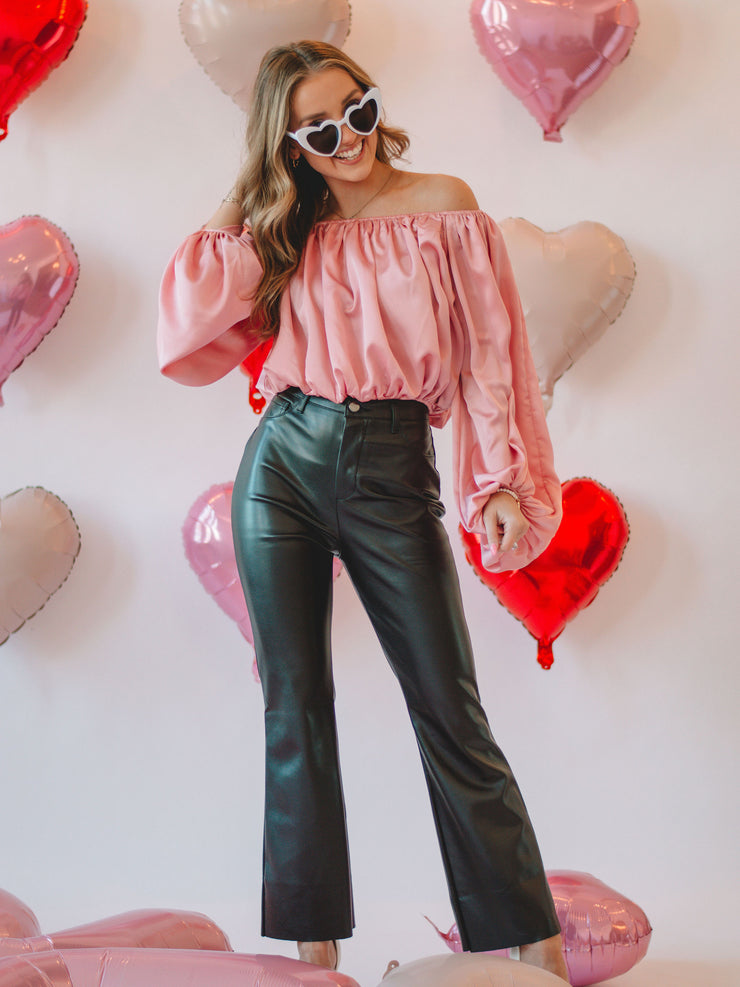 High Waisted Faux Leather Pants