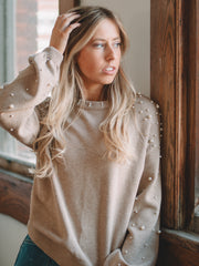 Brandi Taupe Long Sleeve Sweater  Final Sale