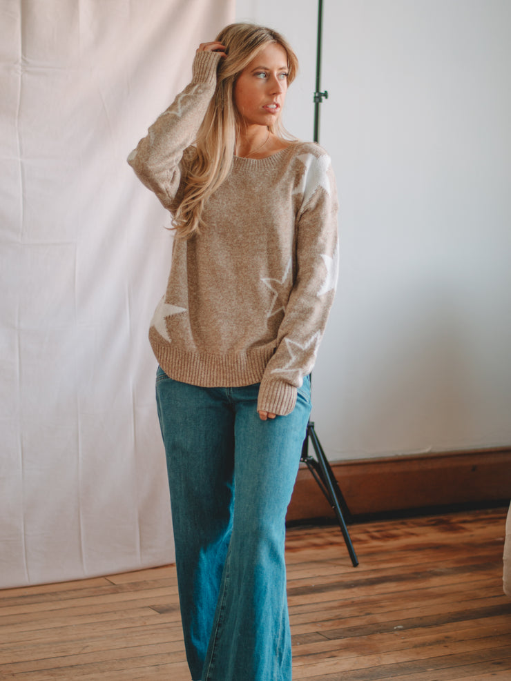 Lucy Khaki Long Sleeve Sweater