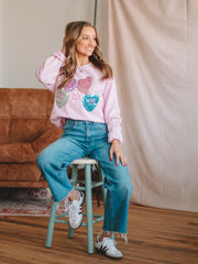 Pink Conversation Valentine Heart Sweatshirt