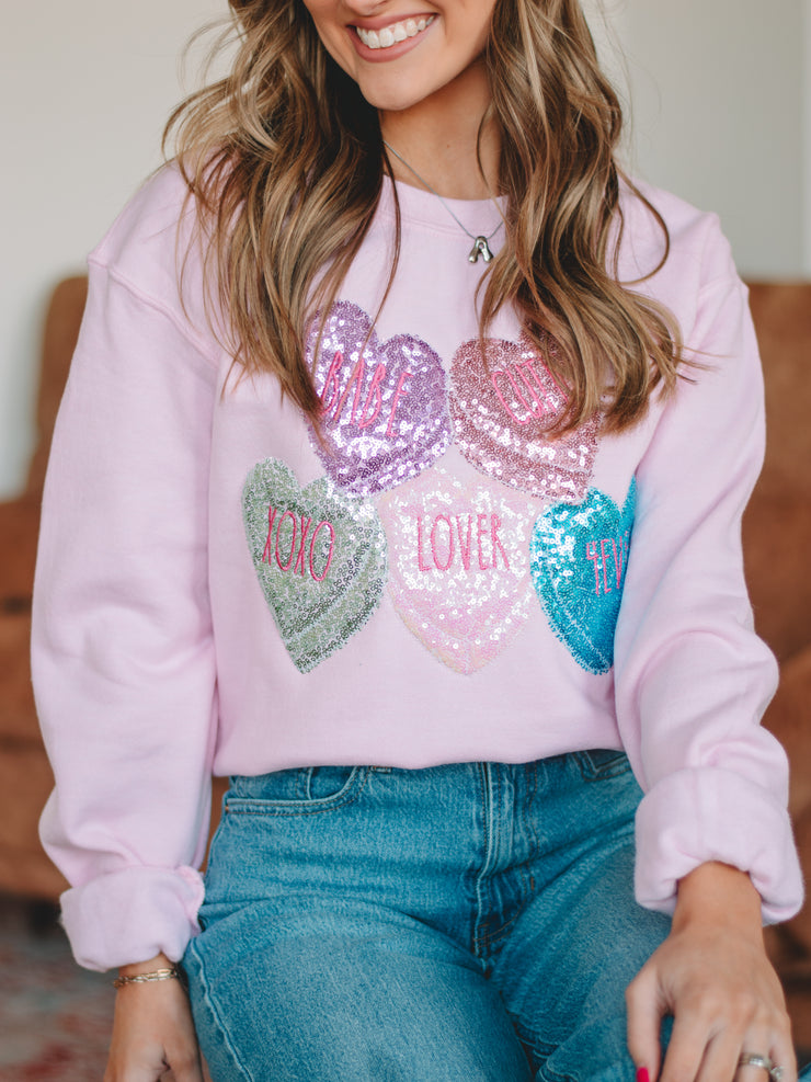 Pink Conversation Valentine Heart Sweatshirt