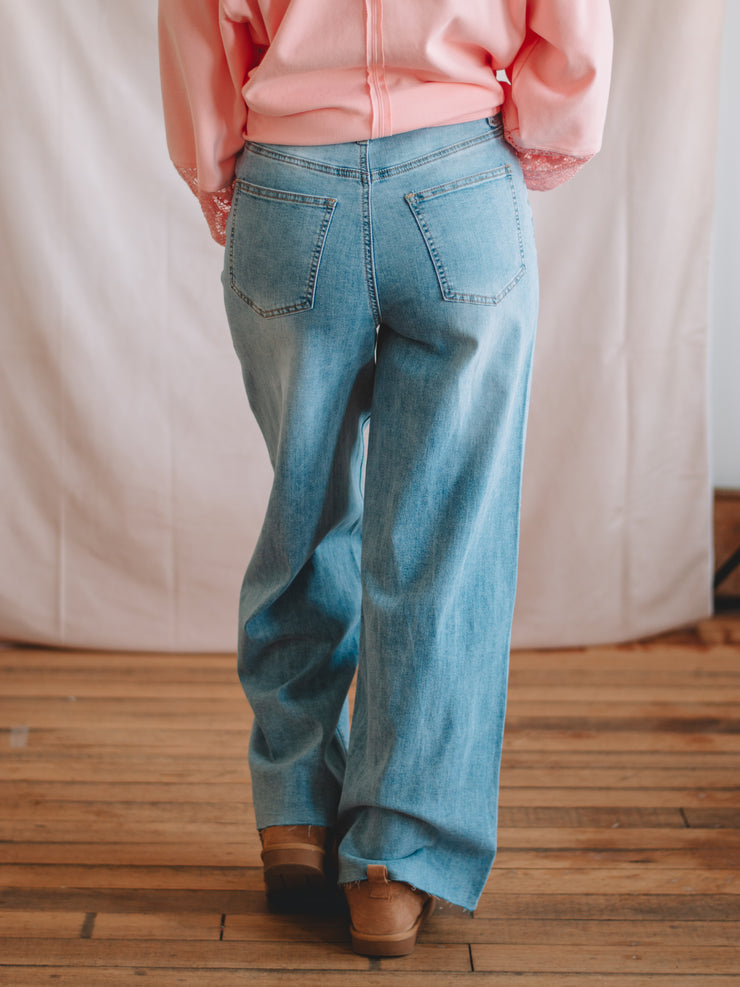 Light Washed Stretch Denim Pants