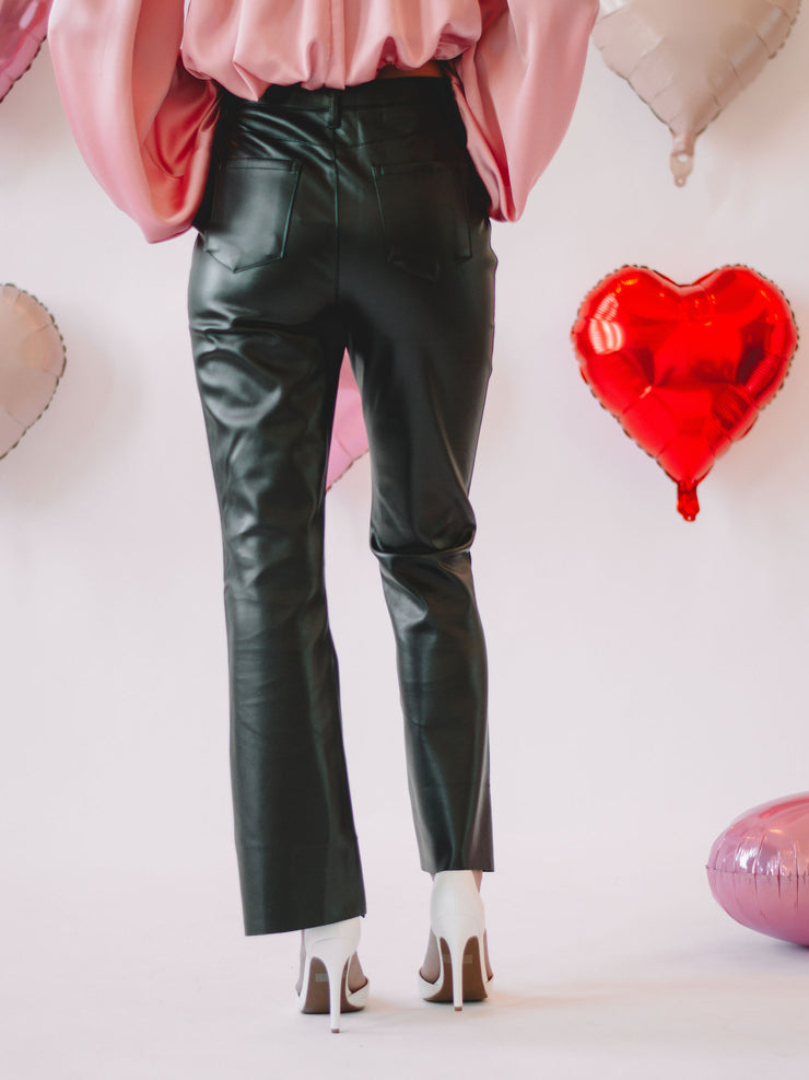 High Waisted Faux Leather Pants