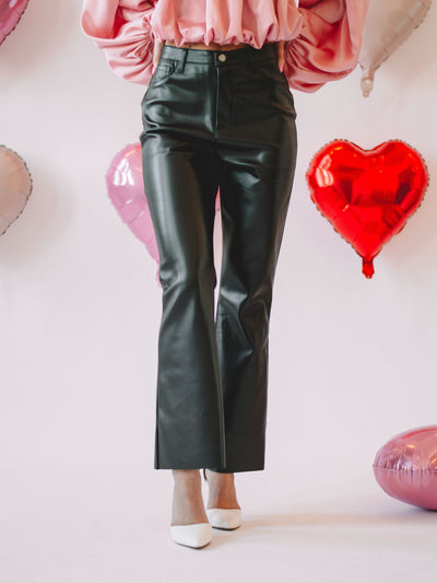 High Waisted Faux Leather Pants