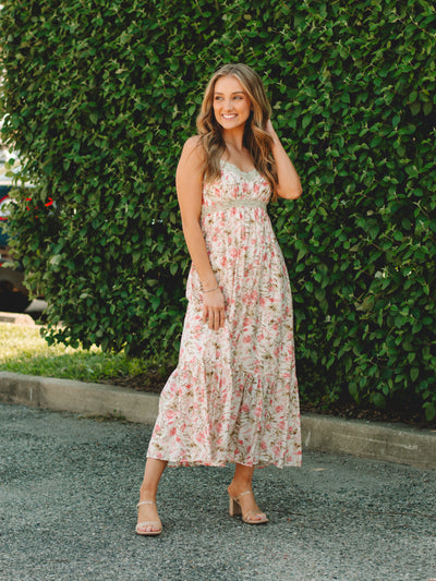 Stacey Ivory Floral Midi Dress