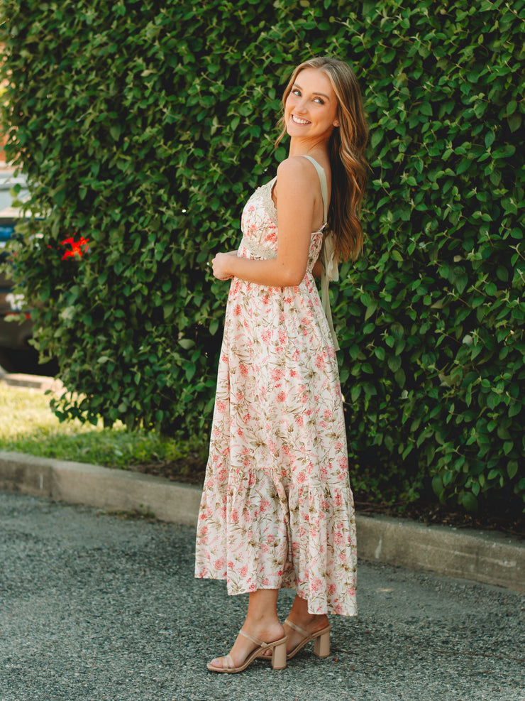 Stacey Ivory Floral Midi Dress