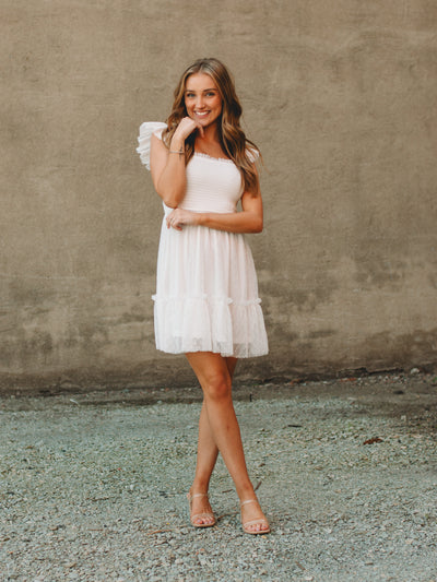 Danielle White Polka Dot Mini Dress