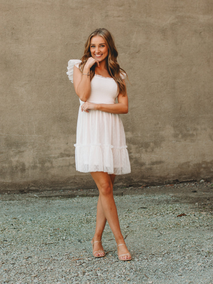 Danielle White Polka Dot Mini Dress