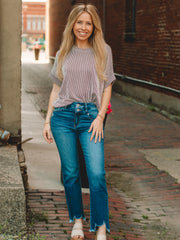 Brittany Brown Short Sleeve Ribbed Top