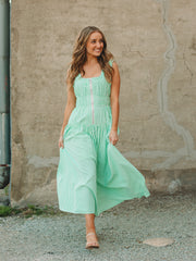Katie Green Strip Midi Dress