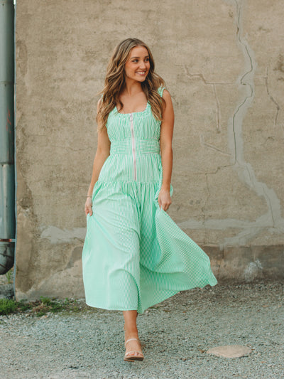 Katie Green Strip Midi Dress
