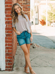 Brittany Mocha Short Sleeve Ribbed Top