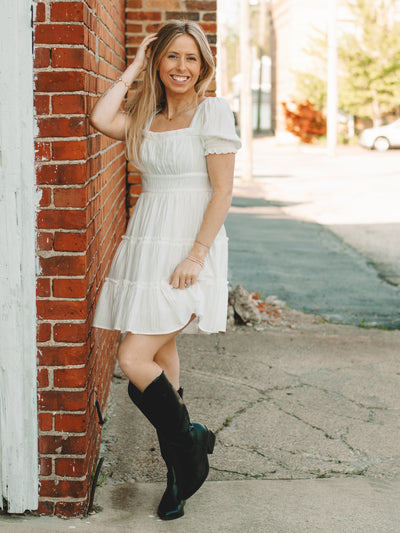 Riley White Tiered Mini Dress